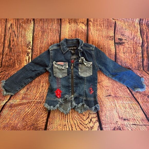 Baby‎ Phat Girls Blue Comfort Long Sleeve Front Zip Collared Jean Jacket Size 4 - Picture 2 of 7